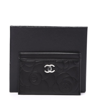 Chanel Lambskin Camellia Embossed Card Holder Black 10 of 10