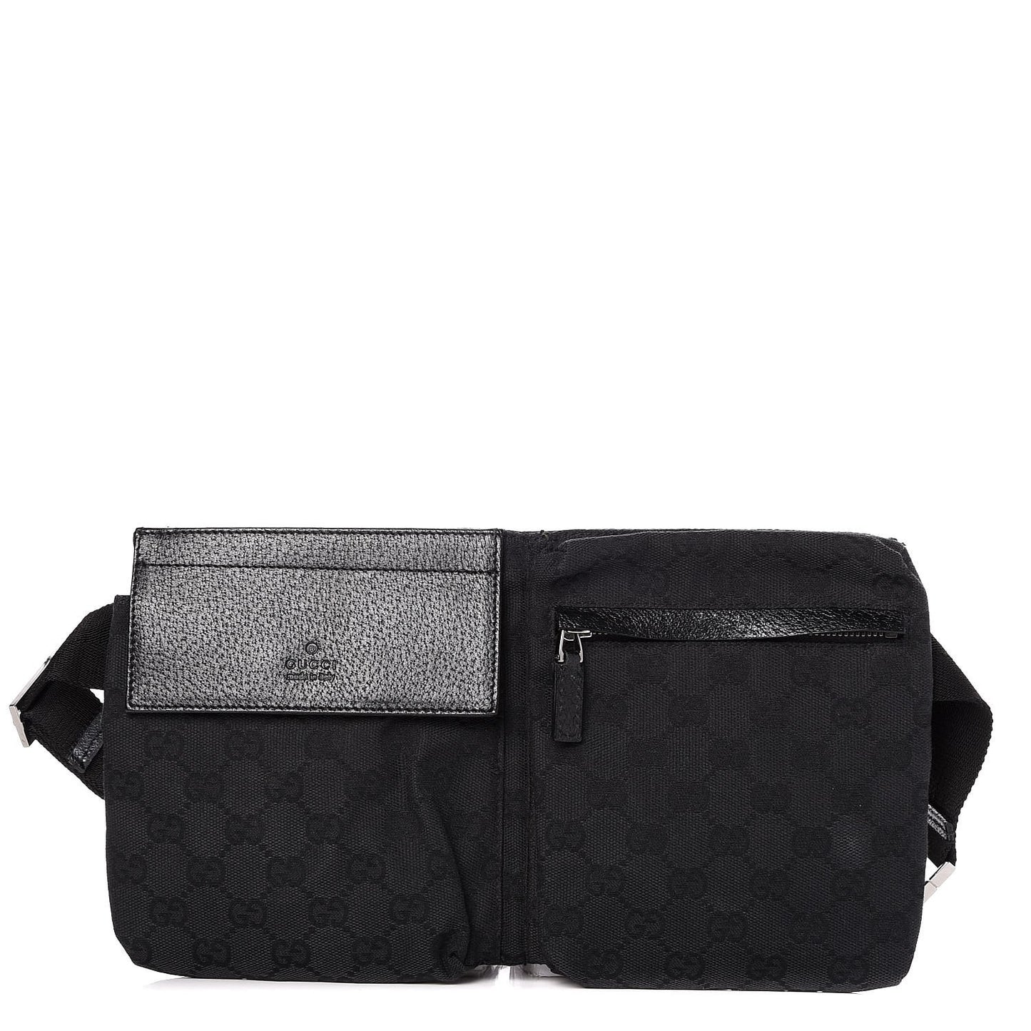 GG Monogram Double Pocket Belt Bag Black