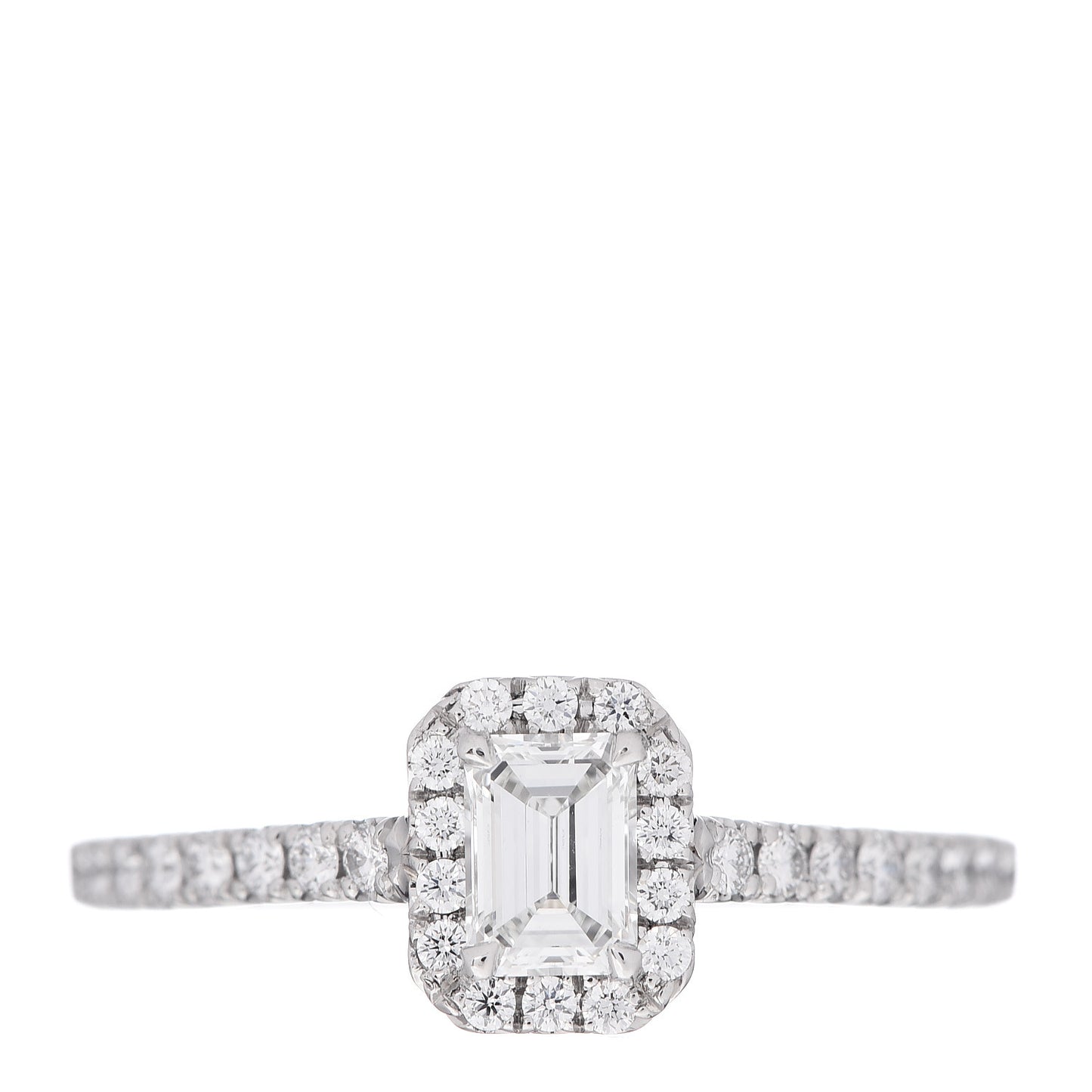 Platinum Diamond .28ct Soleste Emerald Cut Engagement Ring 50 5.5