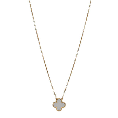 Van Cleef & Arpels 18K Yellow Gold Mother of Pearl Vintage Alhambra Pendant Necklace 1 of 5