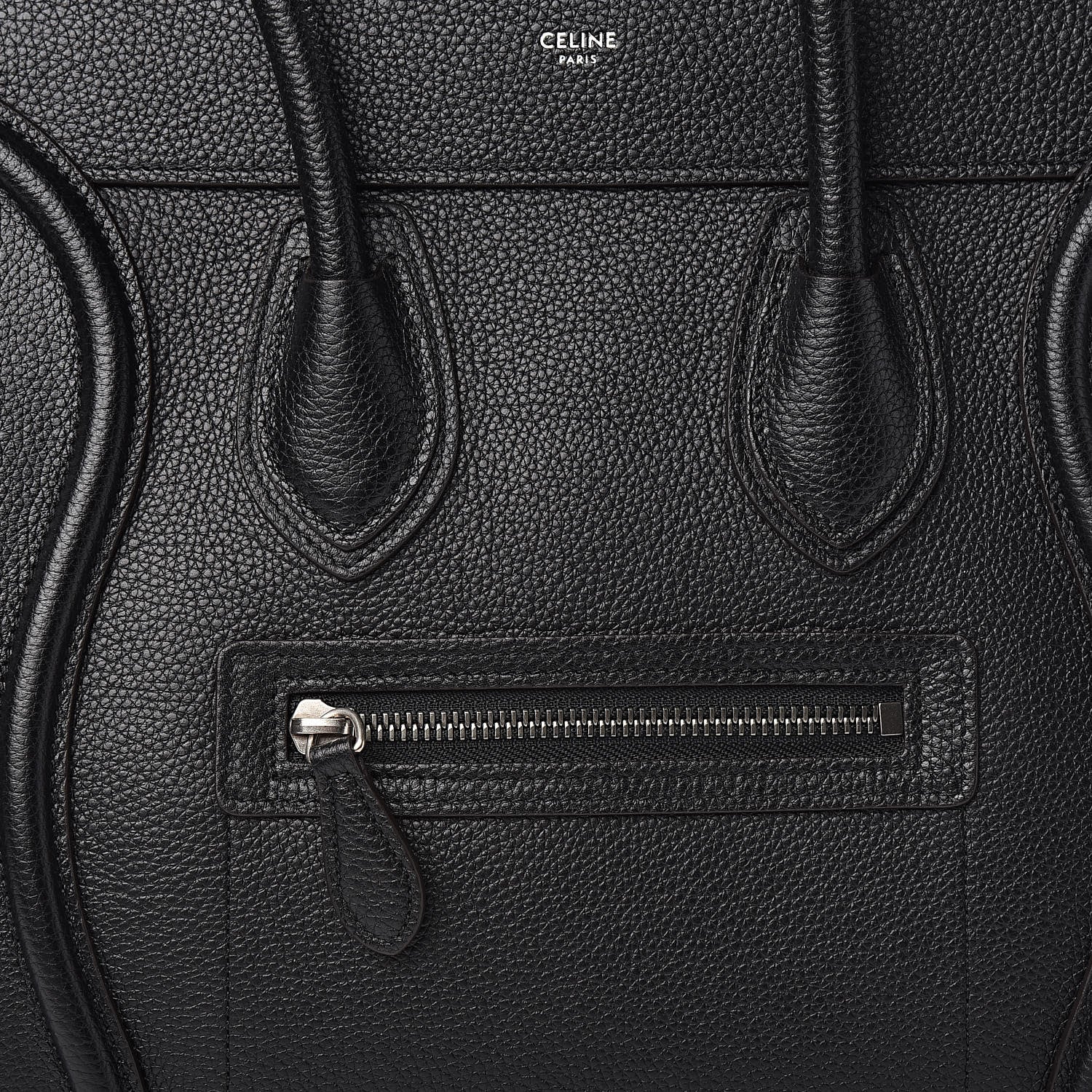 Celine Drummed Calfskin Micro Luggage Black 10 of 10
