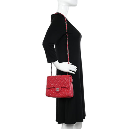 Chanel Patent Quilted Small Rock In Rome Single Flap Dark Pink 2 of 23