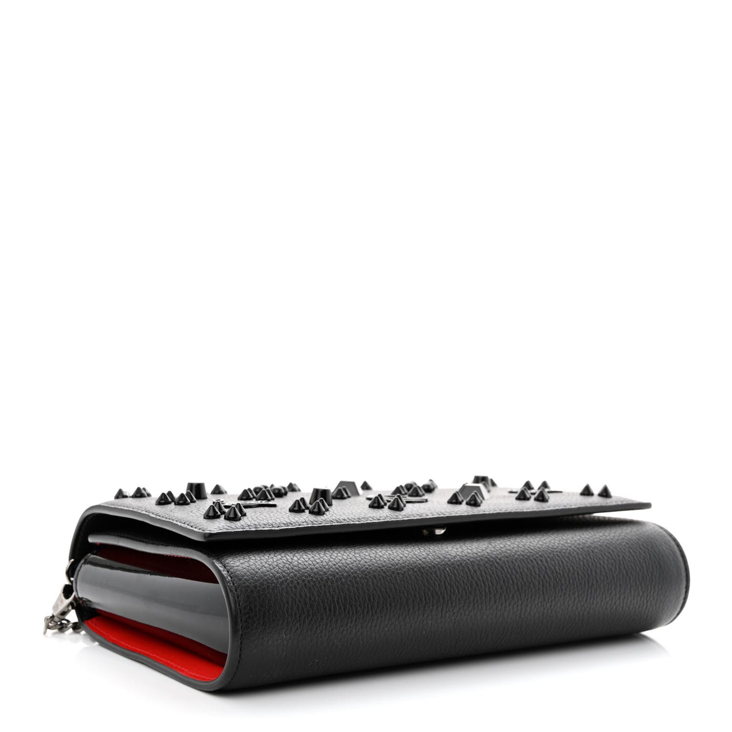Calfskin Spikes Loubinthesky Paloma Clutch Black