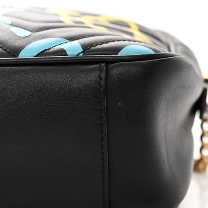 Gucci Calfskin Matelasse GucciGhost Medium GG Marmont Chain Shoulder Bag Black New Acquamarine 11 of 12