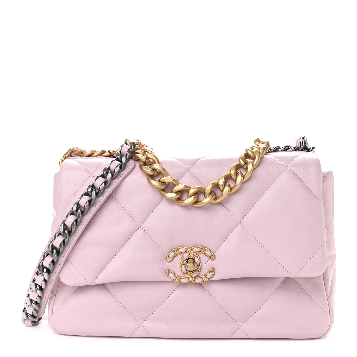 Lambskin Quilted Large Chanel 19 Flap Light Pink