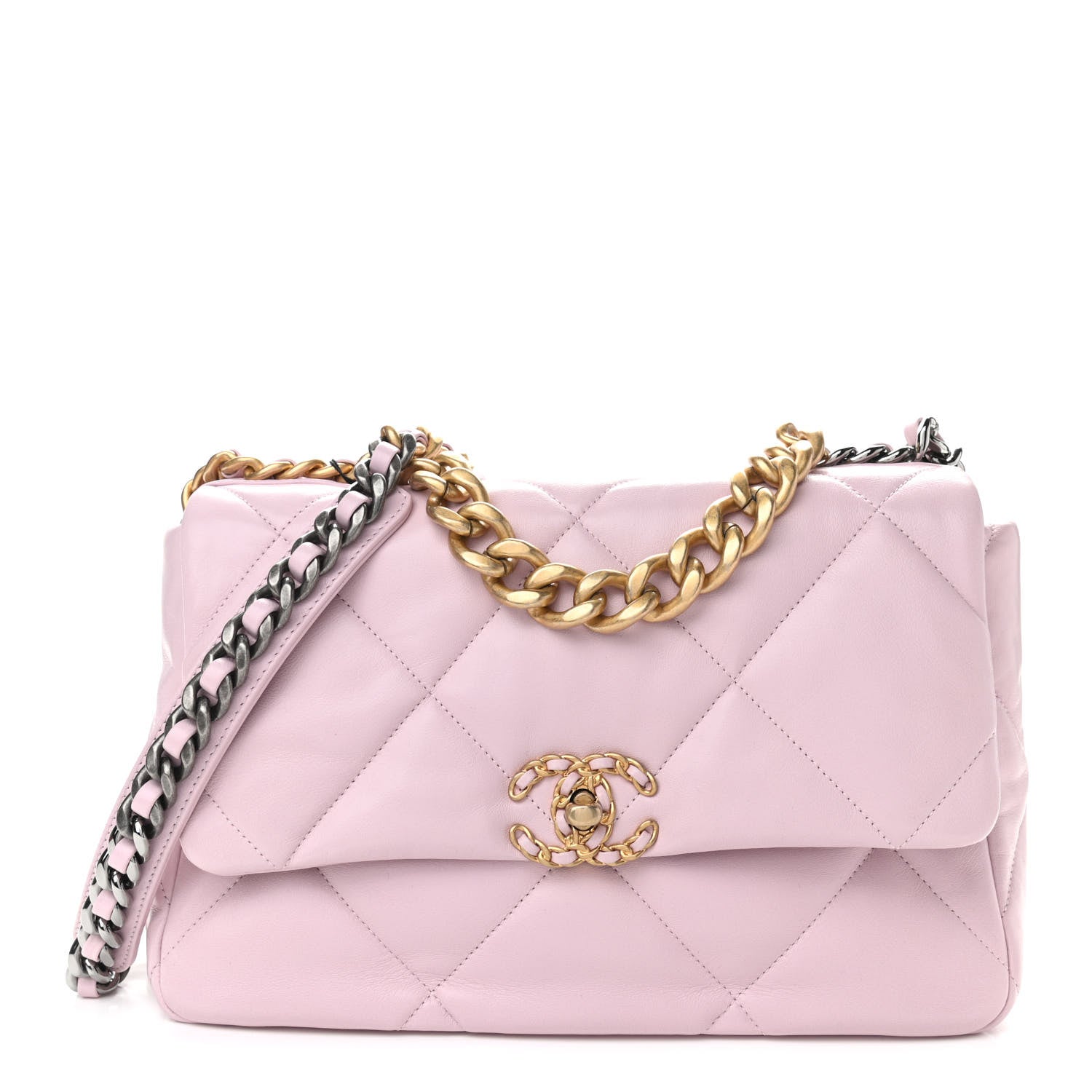 Chanel Lambskin Quilted Large Chanel 19 Flap Light Pink 1 of 12