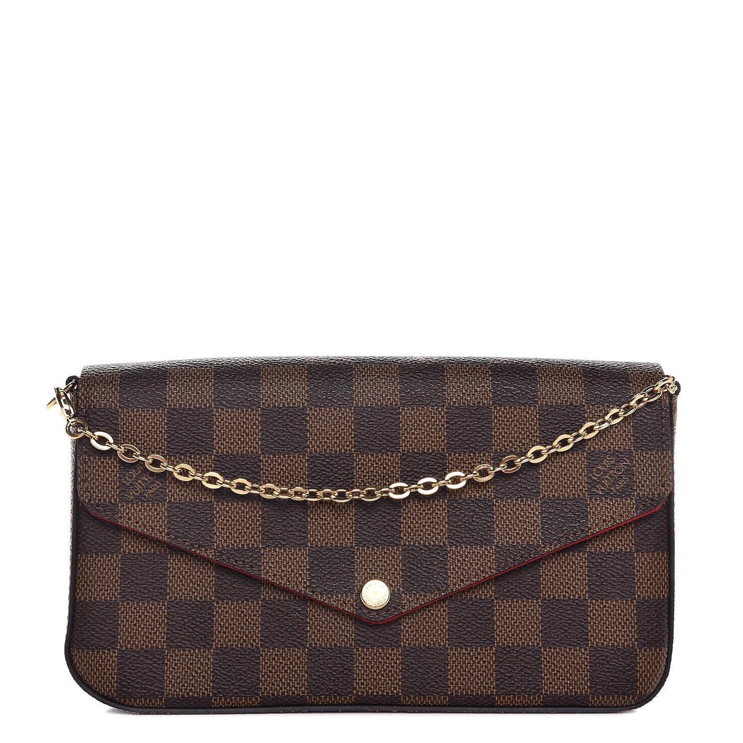 Louis Vuitton Damier Ebene Pochette Felicie Chain Wallet 1 of 8
