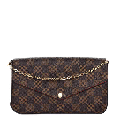 Louis Vuitton Damier Ebene Pochette Felicie Chain Wallet 1 of 8