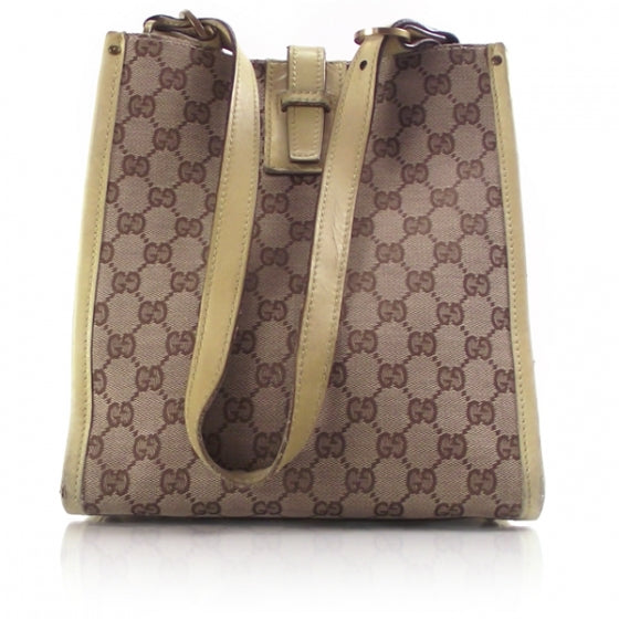 Leather Lined Monogram Tote Custard