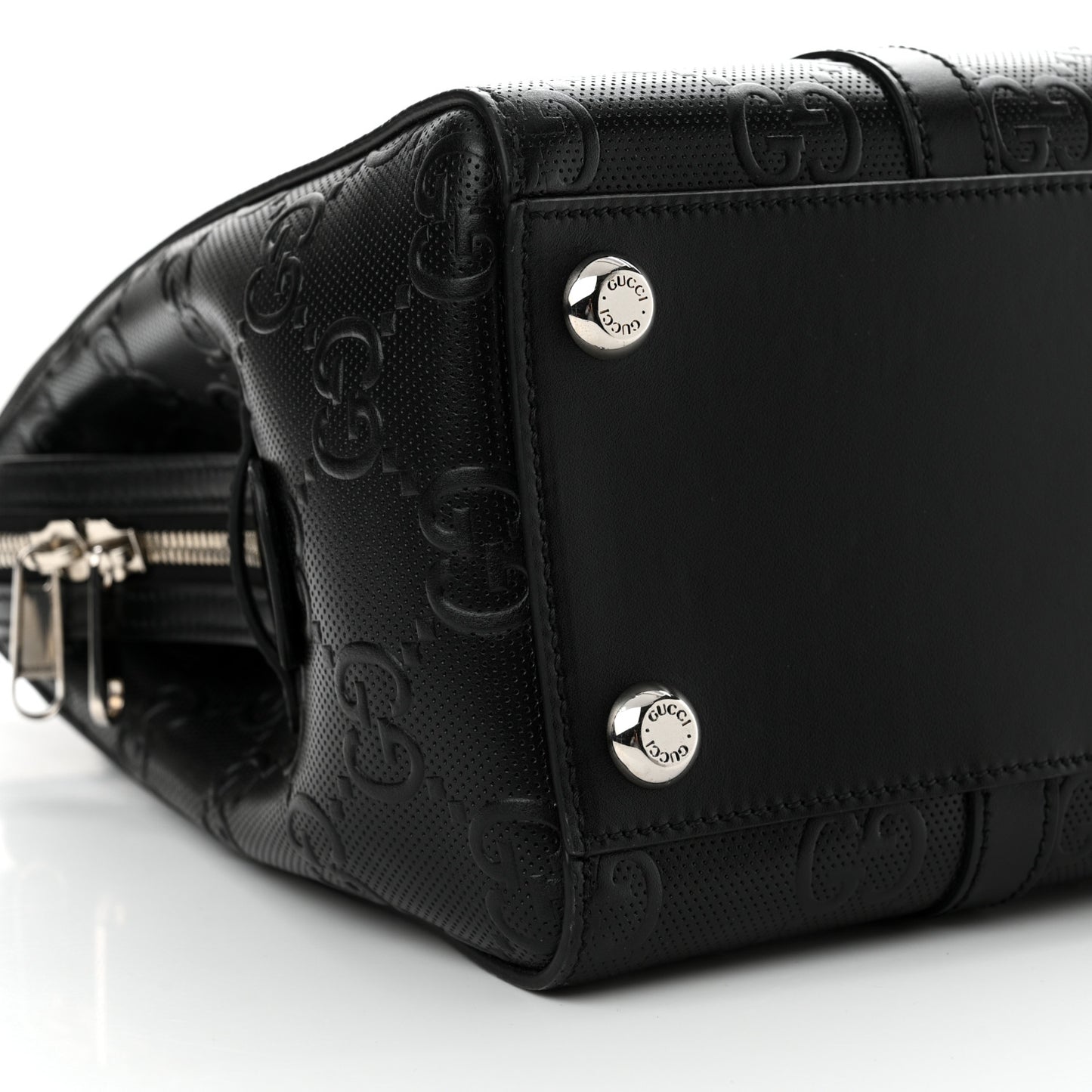 Calfskin GG Tennis Embossed Tote Bag Black