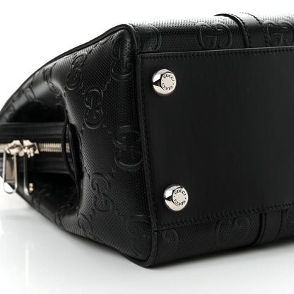 Gucci Calfskin GG Tennis Embossed Tote Bag Black 9 of 10