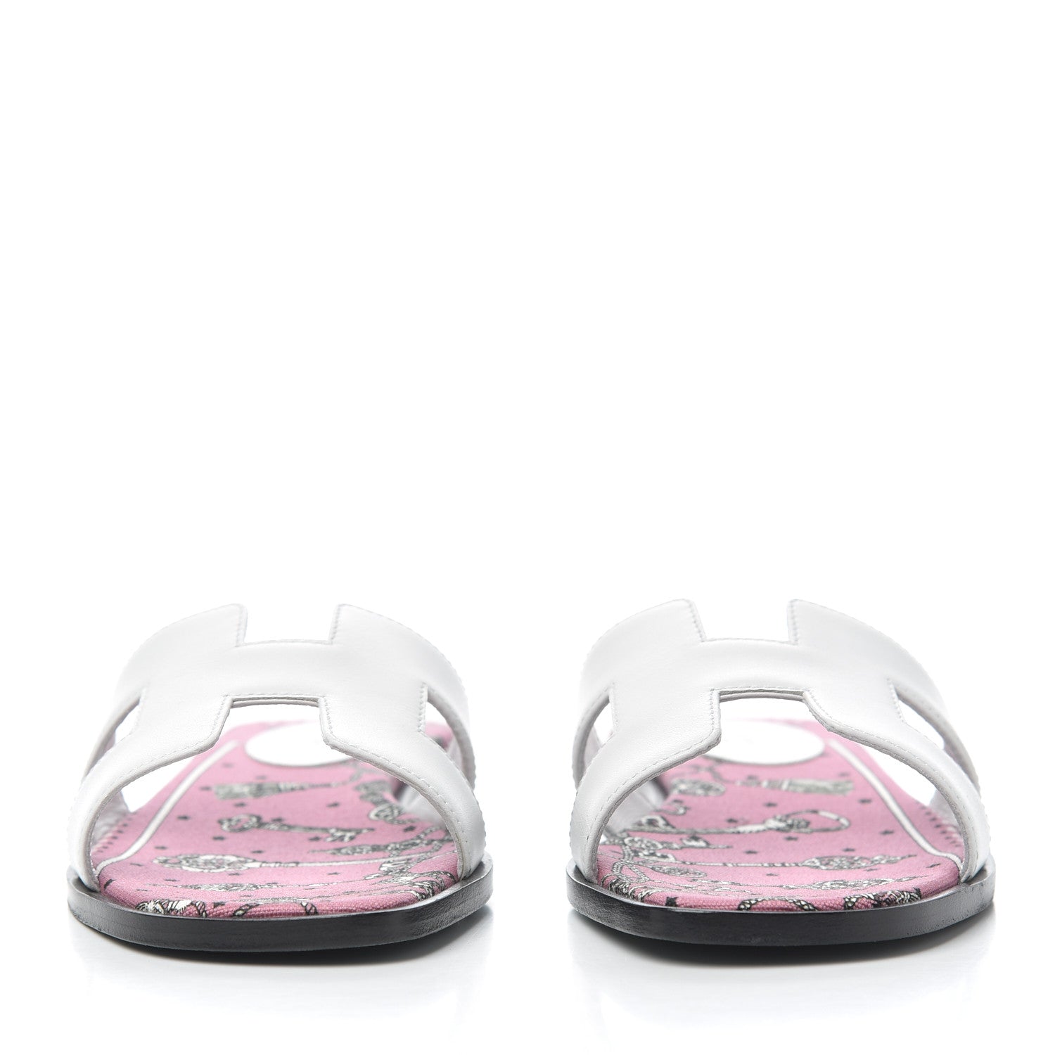 Hermes Box Calfskin Bois De Rose White Oran Sandals 37 White 2 of 10