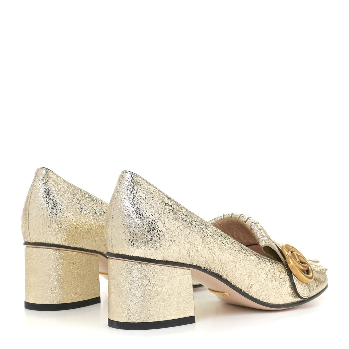 Galassia GG Marmont Fringe 50mm Loafer Pumps 36 Platino