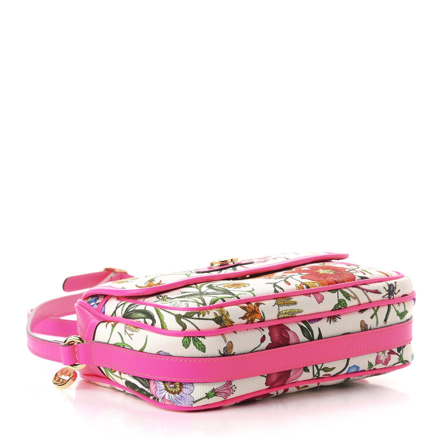 Canvas Flora Floral Shoulder Bag White Fuchsia Fluo