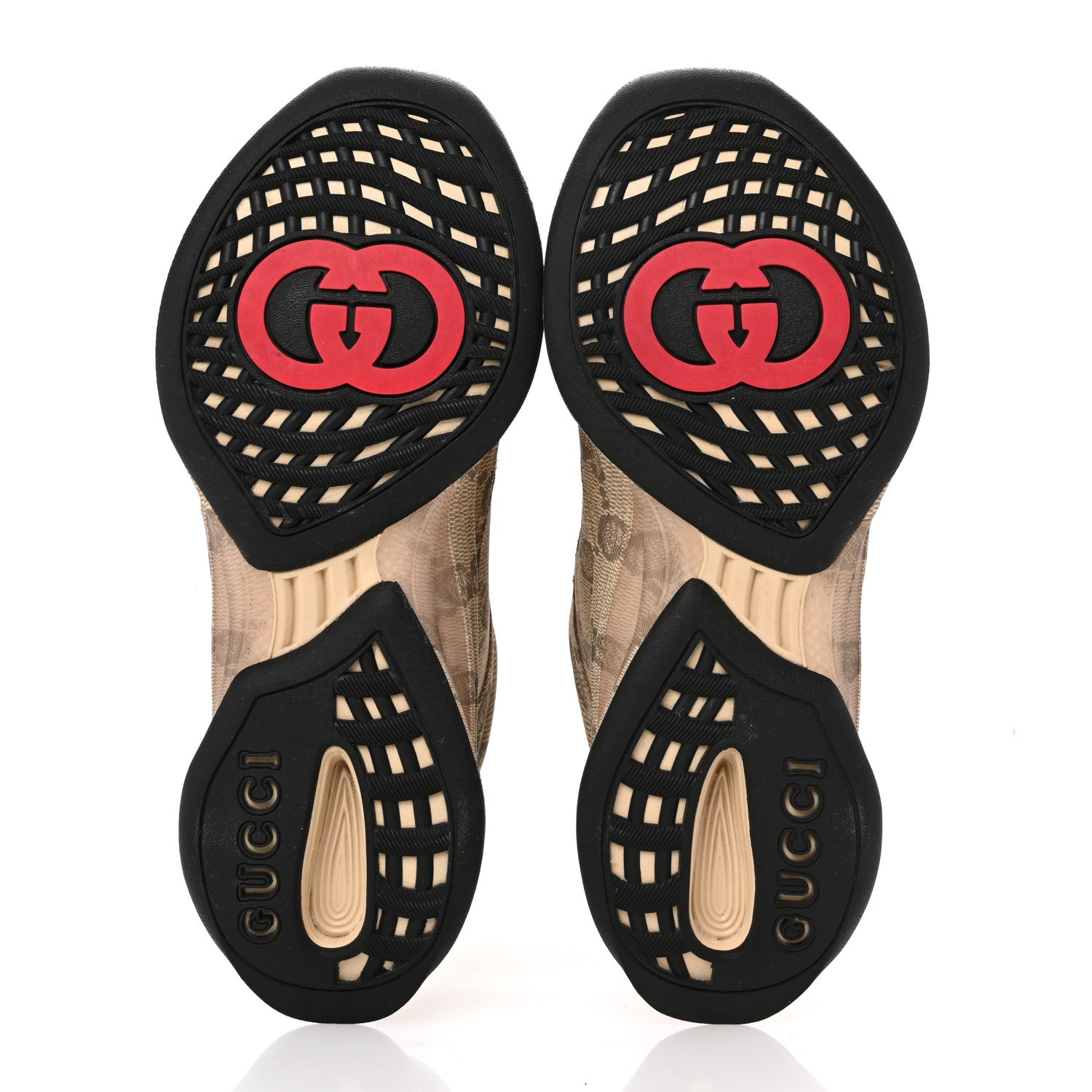 Gucci Ultralight Plume Calfskin Monogram Printed Womens Gucci Run Sneakers 39 Beige Ebony 7 of 10