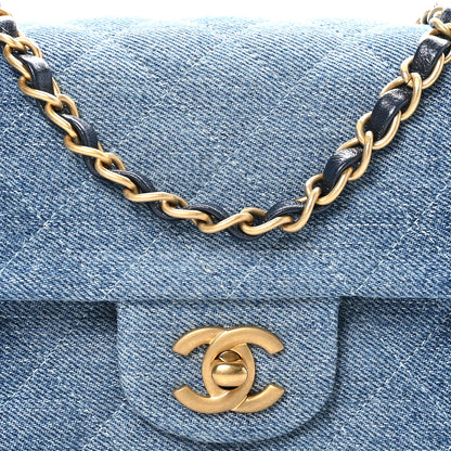 Chanel Washed Denim Quilted Mini Rectangular Flap Blue 8 of 10