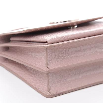 Saint Laurent Calfskin Crocodile Embossed Medium Monogram Sunset Powder Pink 7 of 11