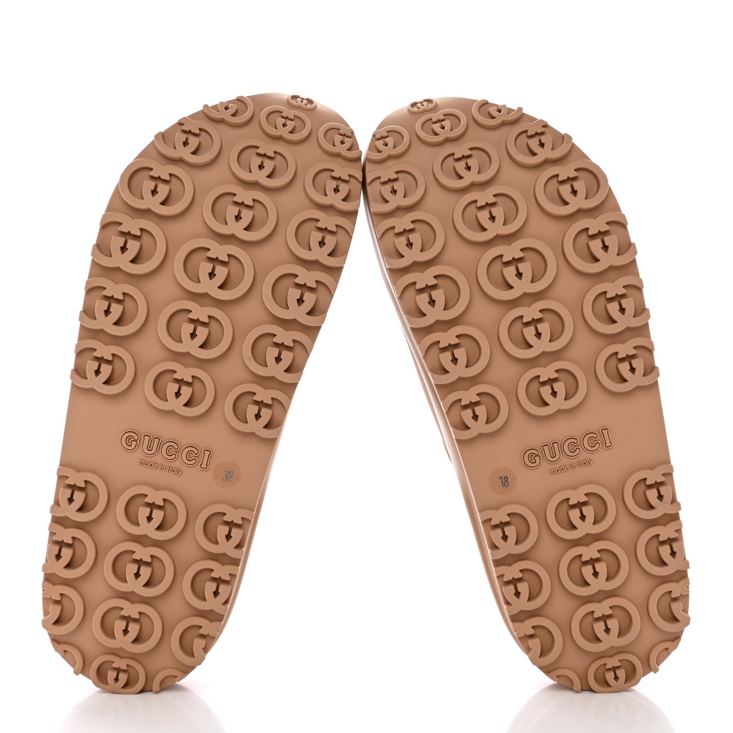 Gucci Soft Rubber Womens Interlocking G Platform 42mm Slide Sandals 38 Vintage Camel 5 of 10