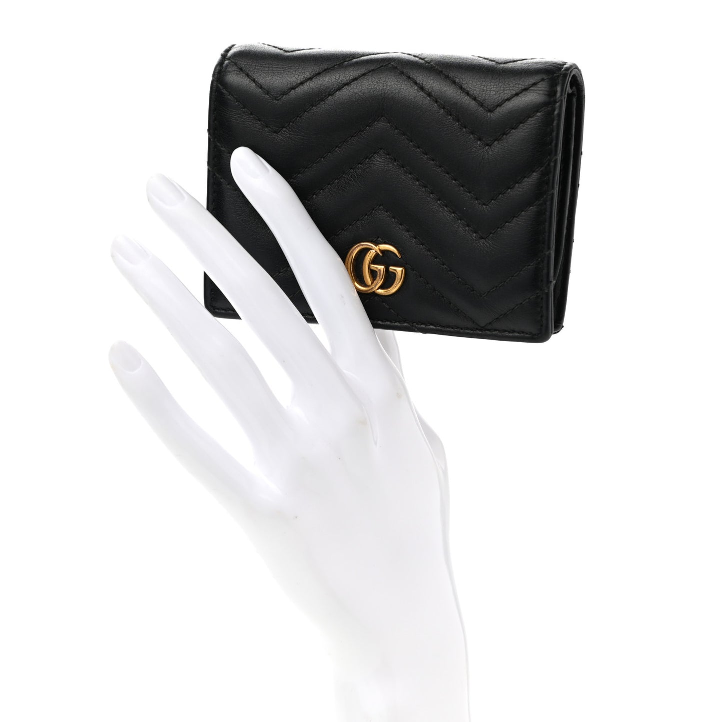 Calfskin Matelasse GG Marmont Card Case Wallet Black