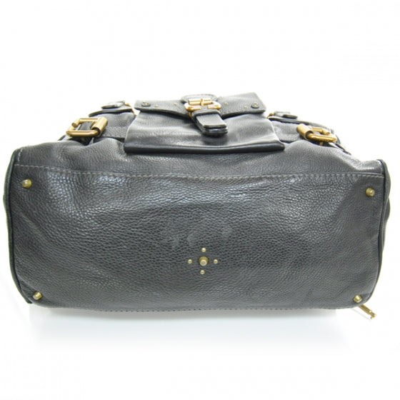 Leather Paddington Front Pocket Tote Black