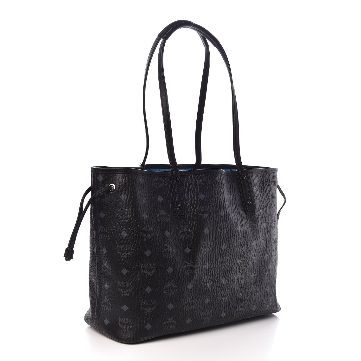 MCM Visetos Medium Anya Zip Top Shopper Tote Black 5 of 11