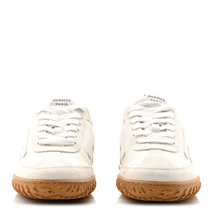Hermes Suede Goatskin Jet Sneakers 37.5 White 3 of 10