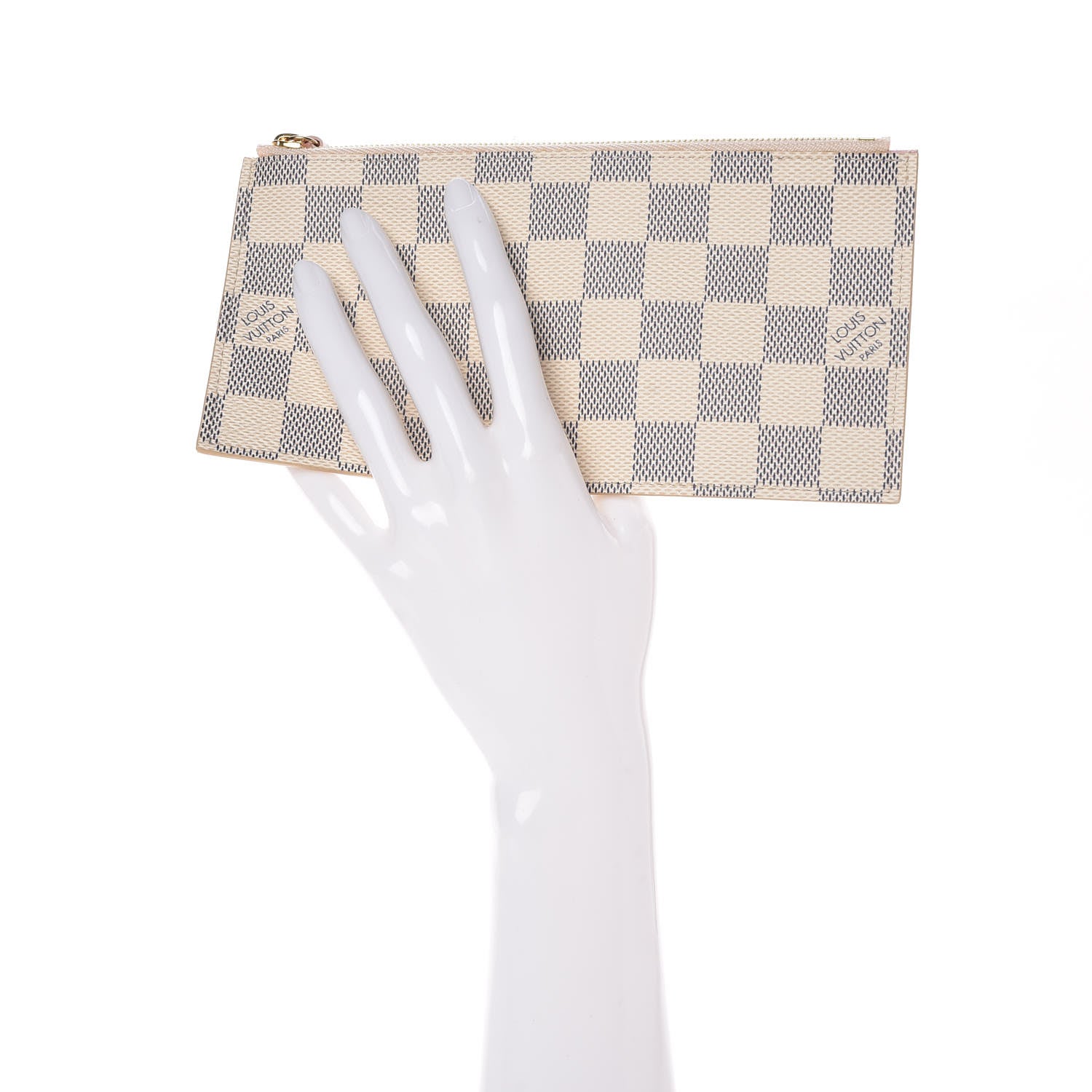 Louis Vuitton Damier Azur Felicie Chain Wallet Zippered Insert Rose Ballerine 2 of 6