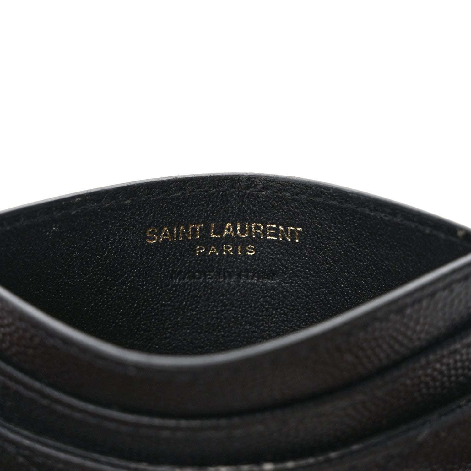 Saint Laurent Grain De Poudre Matelasse Chevron Monogram Credit Card Case Black 6 of 8