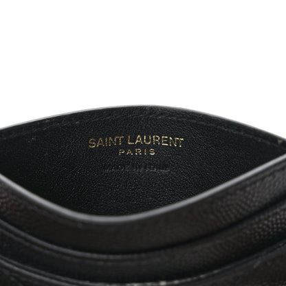 Saint Laurent Grain De Poudre Matelasse Chevron Monogram Credit Card Case Black 6 of 8