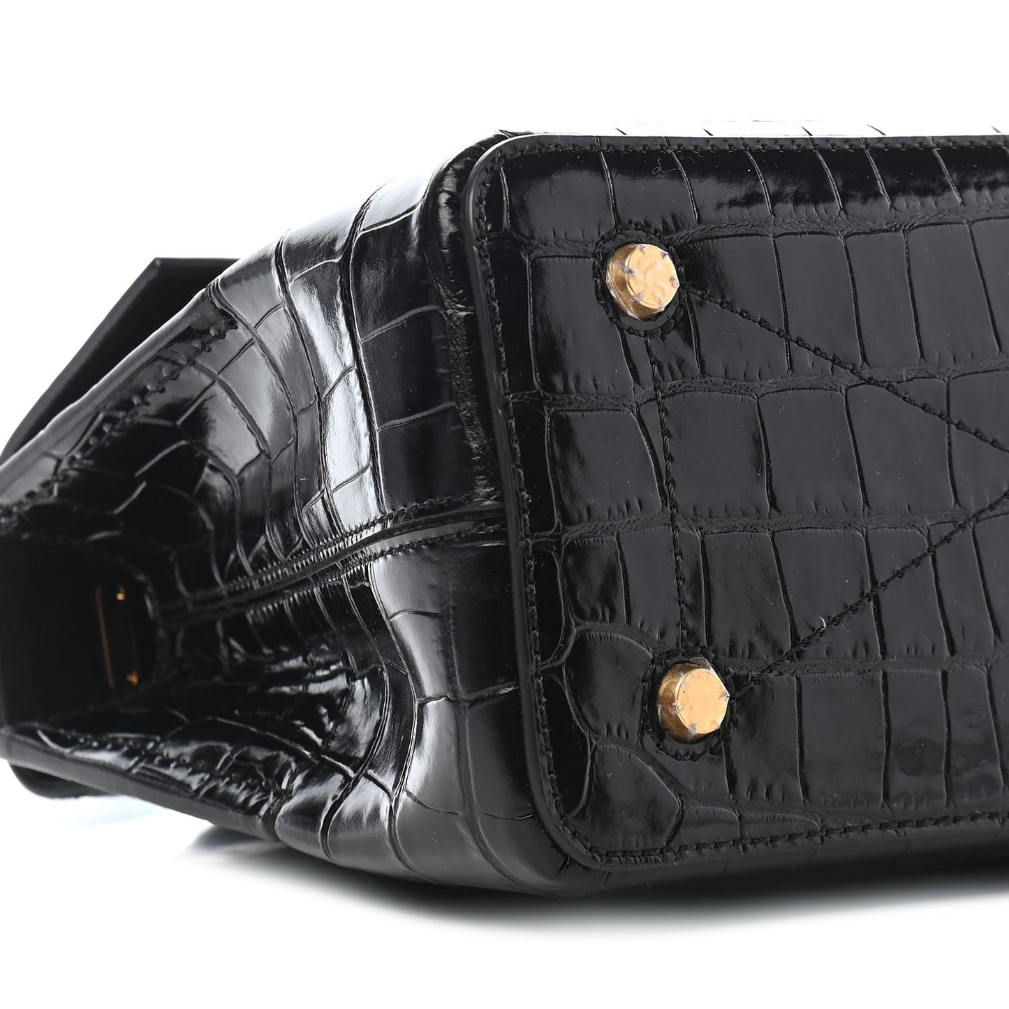 Calfskin Crocodile Embossed Mini Seaton Black