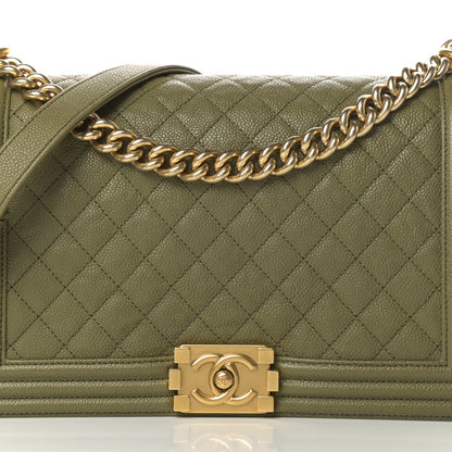 Chanel Caviar Quilted New Medium Boy Flap Khaki 7 of 14
