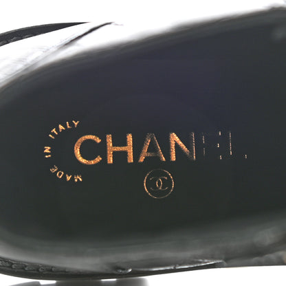 Chanel Shiny Calfskin Quilted Lace Up Combat Boots 39 Black 8 of 12
