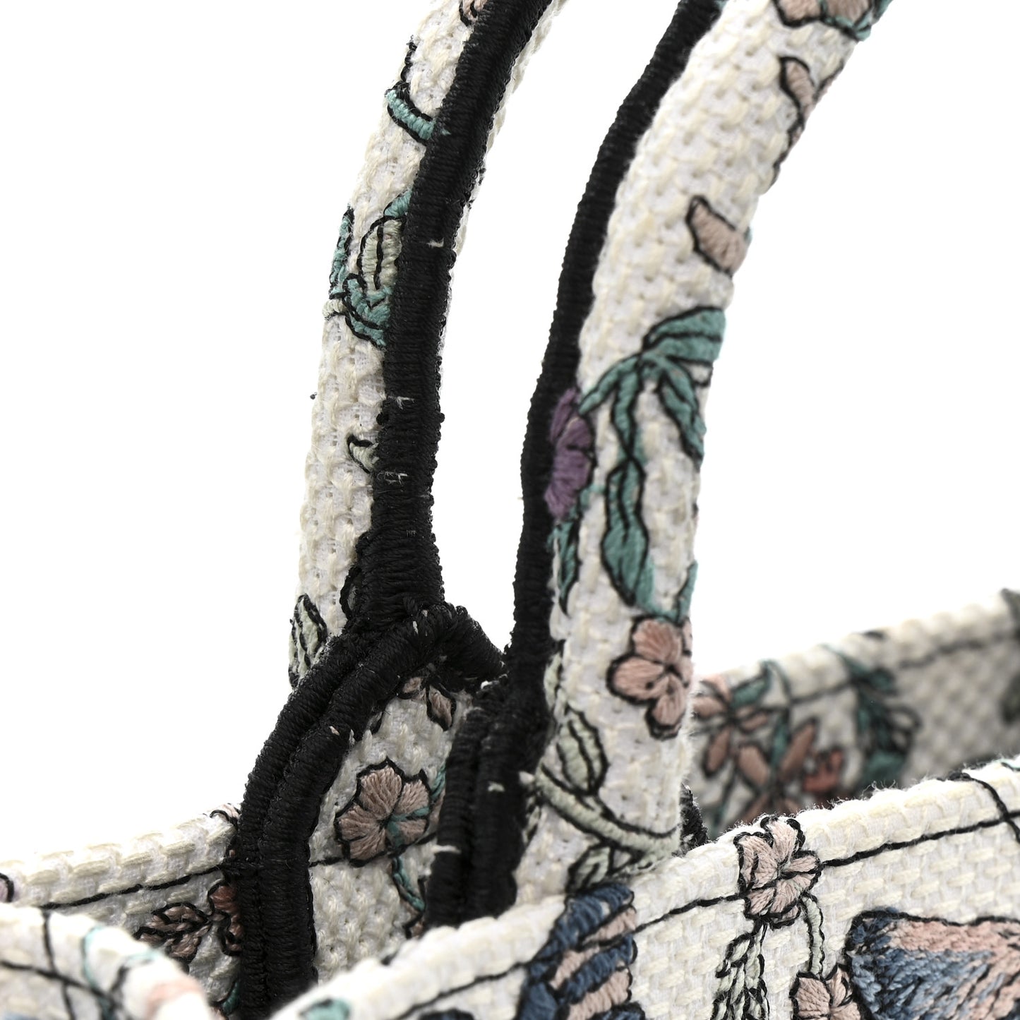 Canvas Embroidered Butterfly Mini Book Tote With Strap White Multicolor