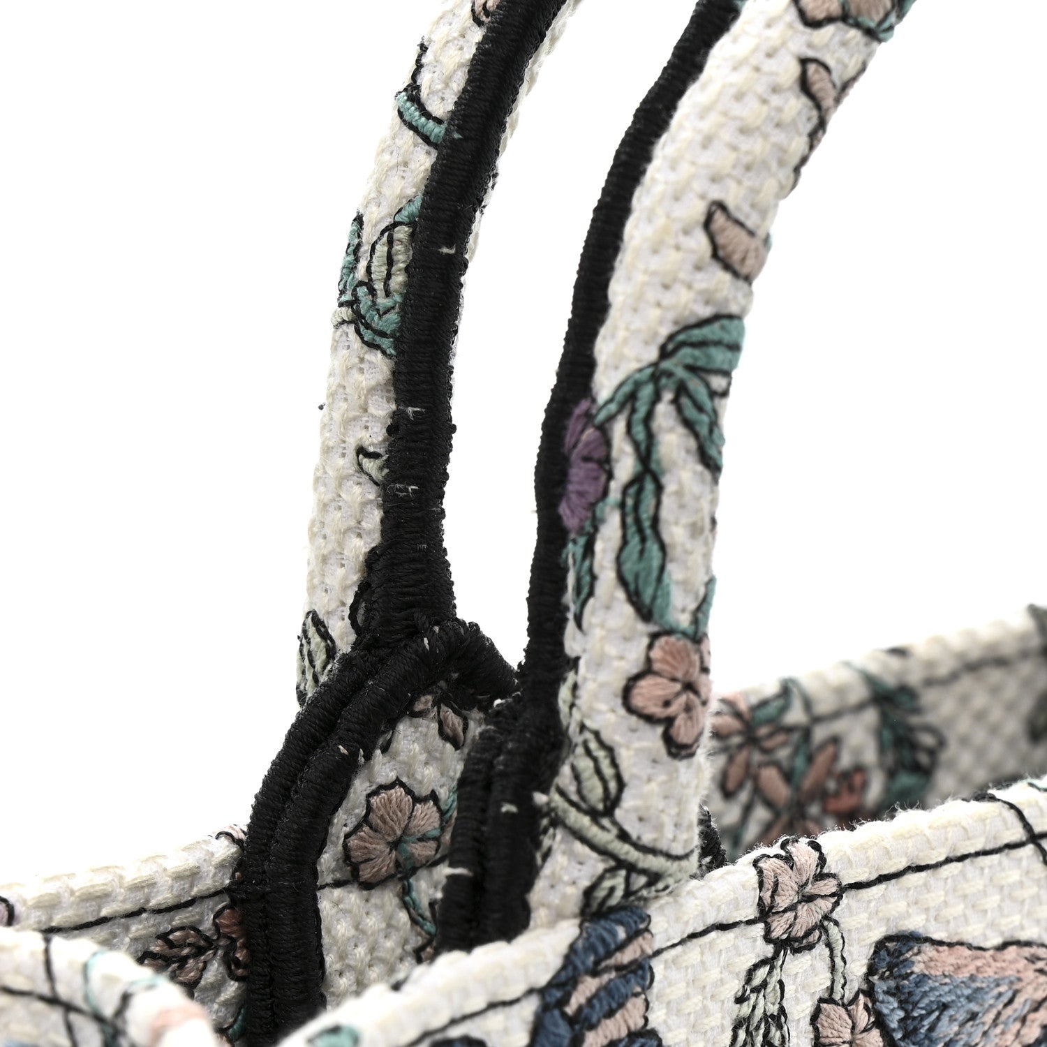 Christian Dior Canvas Embroidered Butterfly Mini Book Tote With Strap White Multicolor 11 of 15