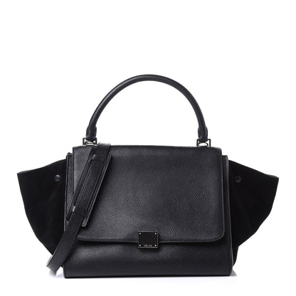 Celine Drummed Calfskin Suede Medium Trapeze Black 1 of 4