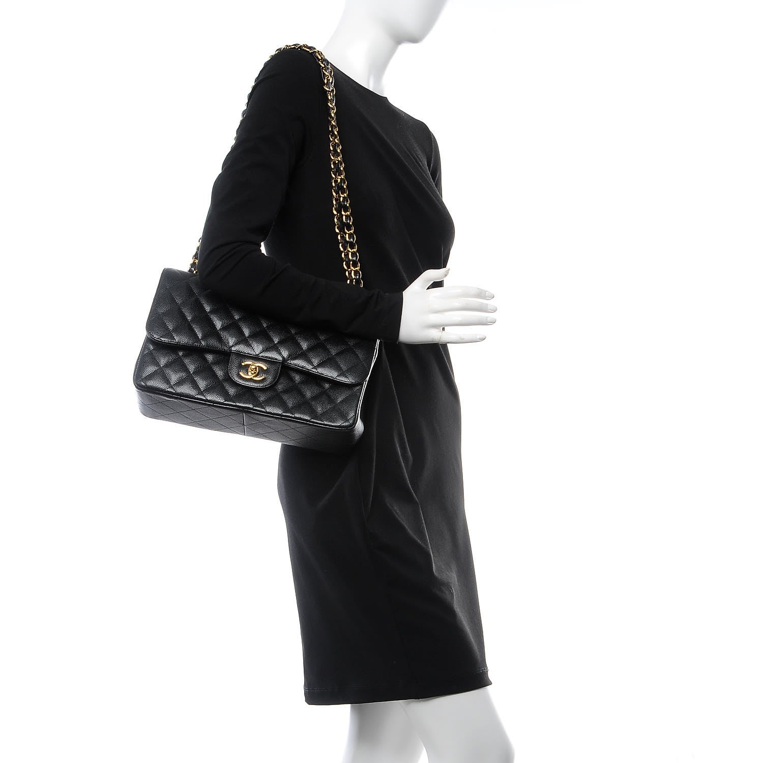 Chanel Caviar Quilted Jumbo Double Flap Black 2 of 9