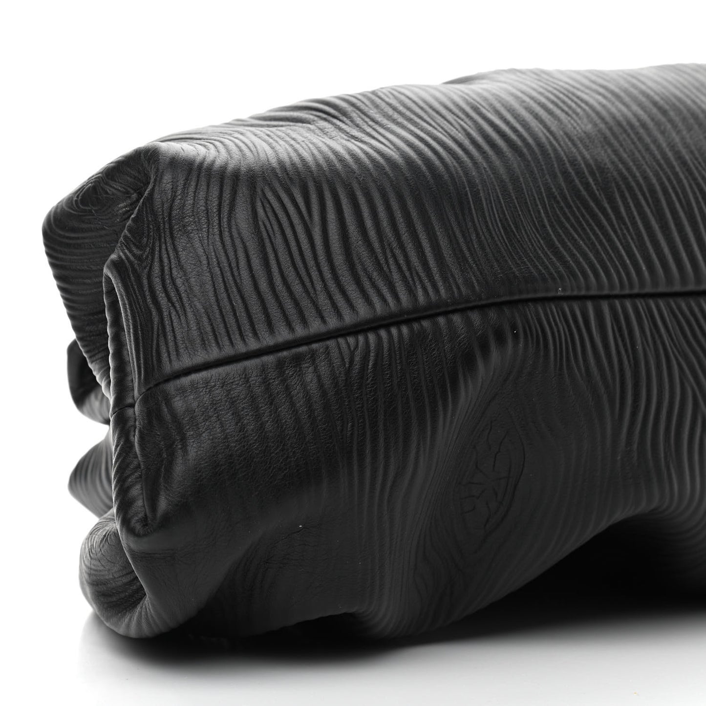 Bark Calfskin Embossed The Pouch Oversized Clutch Black
