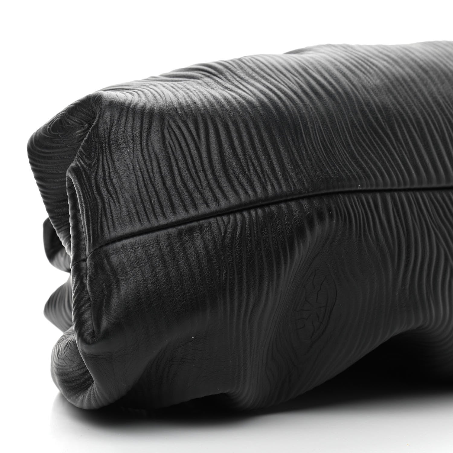 Bottega Veneta Bark Calfskin Embossed The Pouch Oversized Clutch Black 9 of 10
