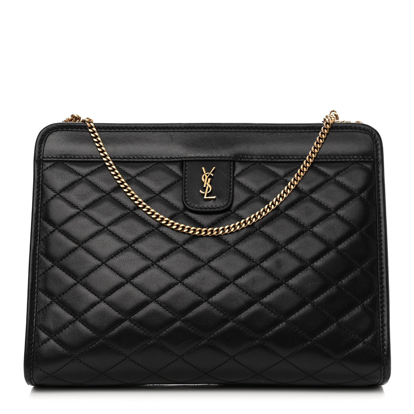 Lambskin Quilted Monogram Baby Victoire Chain Clutch Bag Black