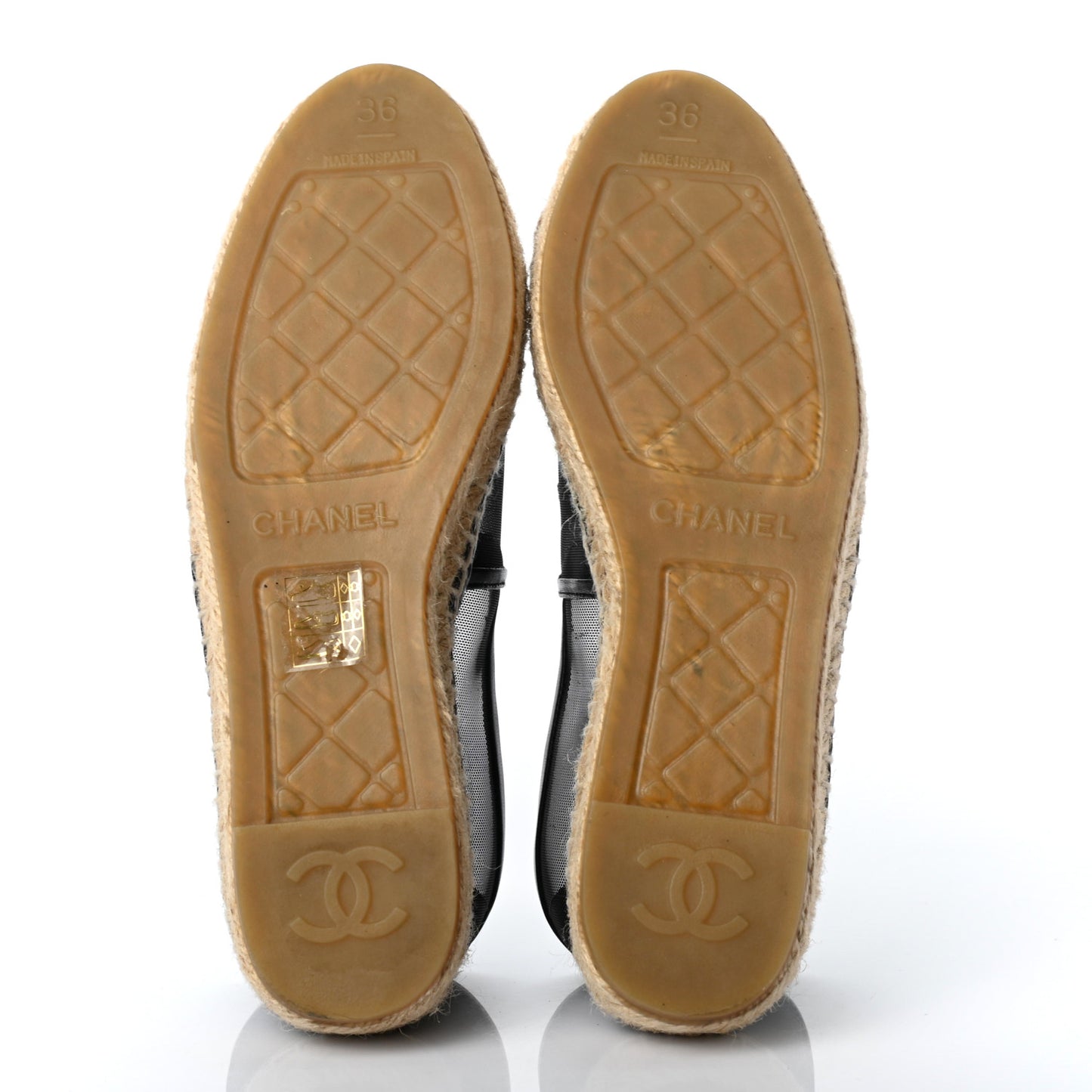 Mesh Grosgrain CC Espadrilles 36 Black