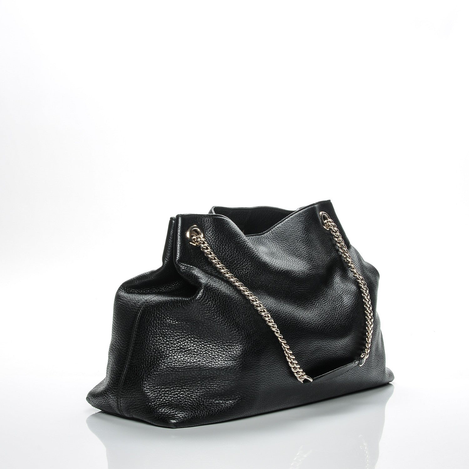 Gucci Pebbled Calfskin Large Soho Chain Shoulder Bag Black 3 of 9