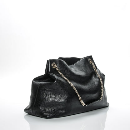Gucci Pebbled Calfskin Large Soho Chain Shoulder Bag Black 3 of 9