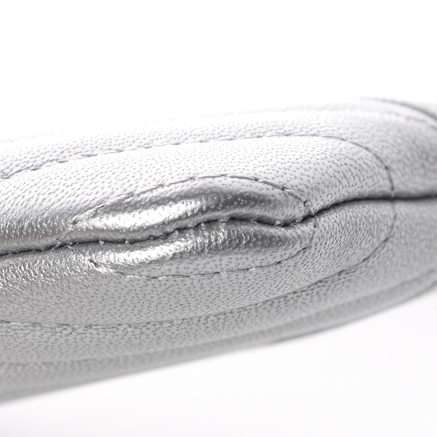 Chanel Metallic Sheepskin Chevron Quilted Small Vintage Mademoiselle Cosmetic Case Silver 6 of 10