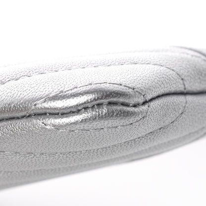 Chanel Metallic Sheepskin Chevron Quilted Small Vintage Mademoiselle Cosmetic Case Silver 6 of 10