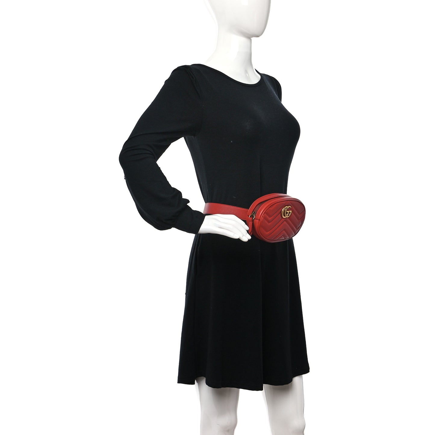 Calfskin Matelasse GG Marmont Belt Bag 85 34 Hibiscus Red