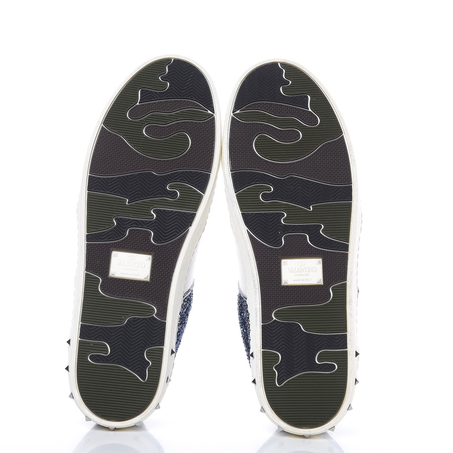 Valentino Garavani Calfskin Glitter Flycrew Sneakers 39 Blue 5 of 8