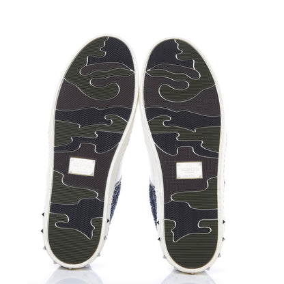 Valentino Garavani Calfskin Glitter Flycrew Sneakers 39 Blue 5 of 8