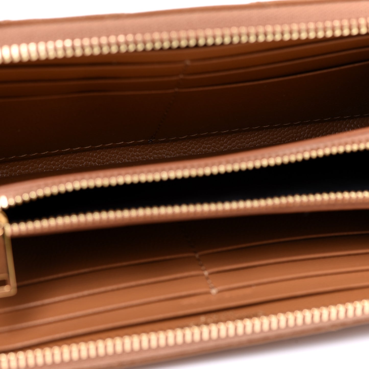 Grain De Poudre Matelasse Chevron Monogram Zip Around Wallet Naturel Dark