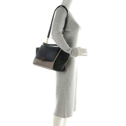 Celine Sleek Calfskin Small Tri-Color Trapeze Dark Blue 2 of 7