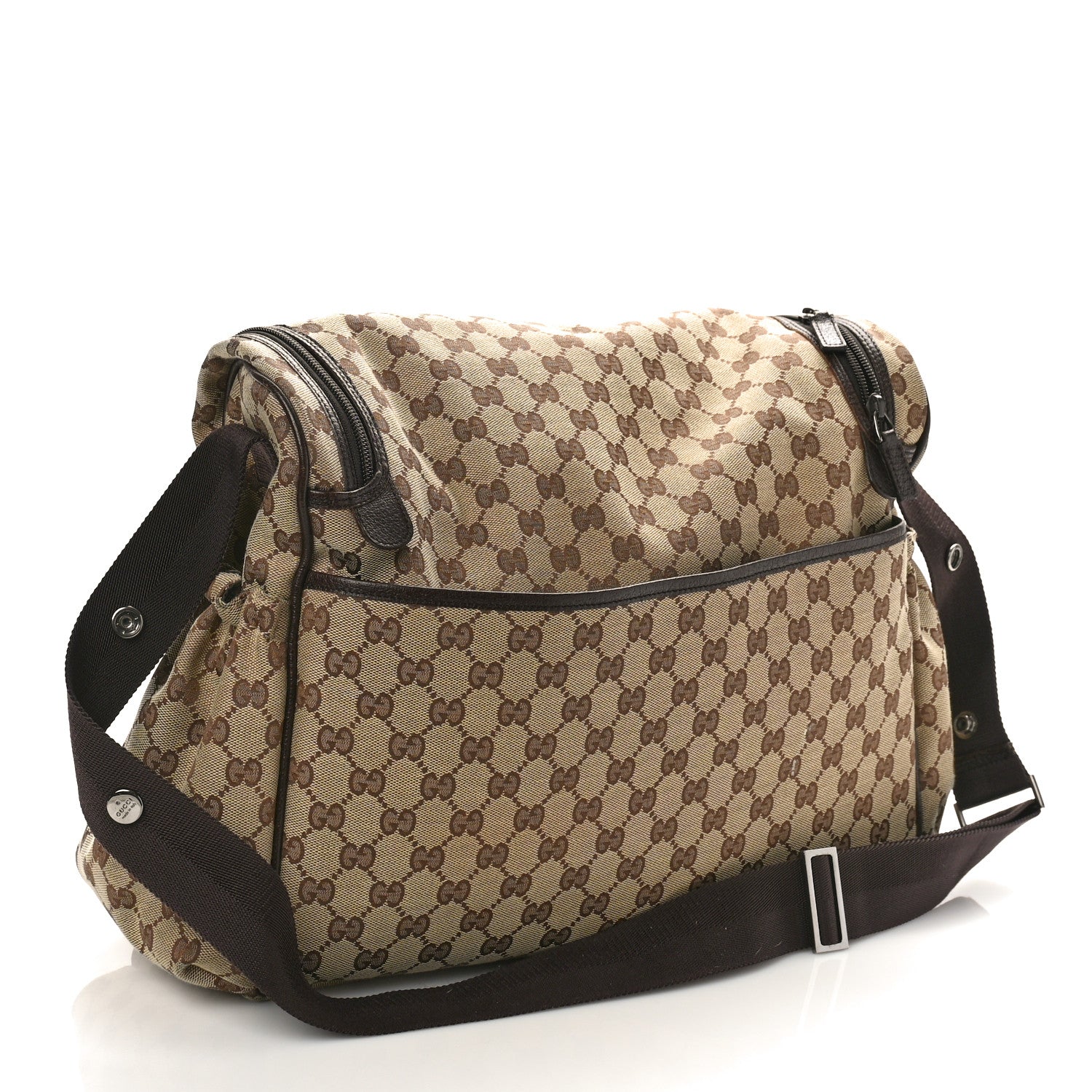 Gucci Monogram Natural Pigskin Large Diaper Bag Beige Ebony Cocoa Dark Chocolate 4 of 10